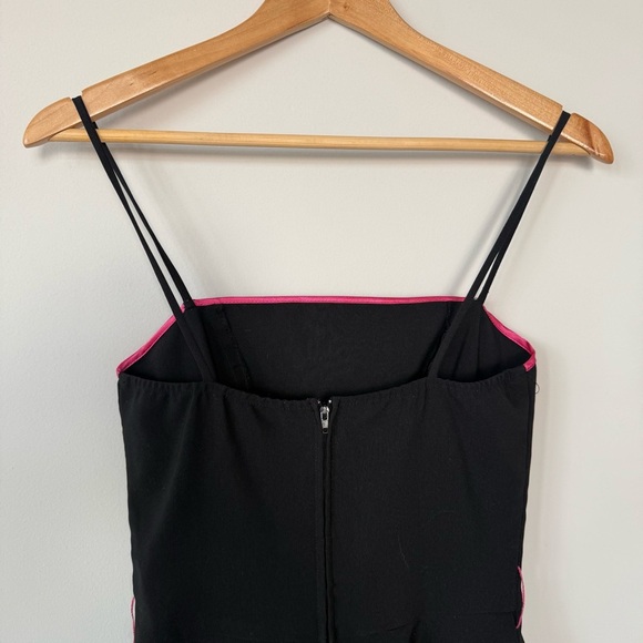 Vintage VTG Y2K Black Pink Trim A Line Tulle Midi Knee Length Dress Steppin Out - Picture 10 of 13